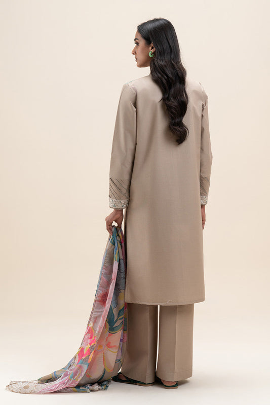 3 PIECE EMBROIDERED LAWN SUIT-HAZEL WOOD (UNSTITCHED)