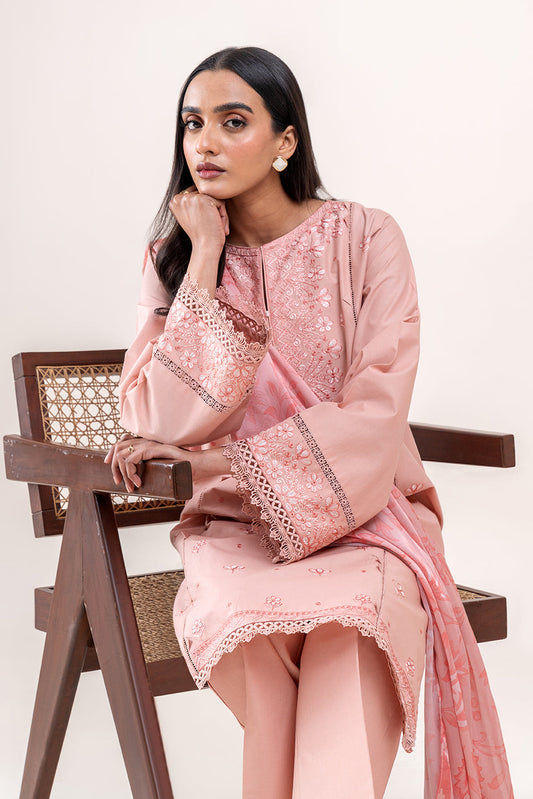 3 PIECE EMBROIDERED LAWN SUIT-SEPIA GLOOM (UNSTITCHED)