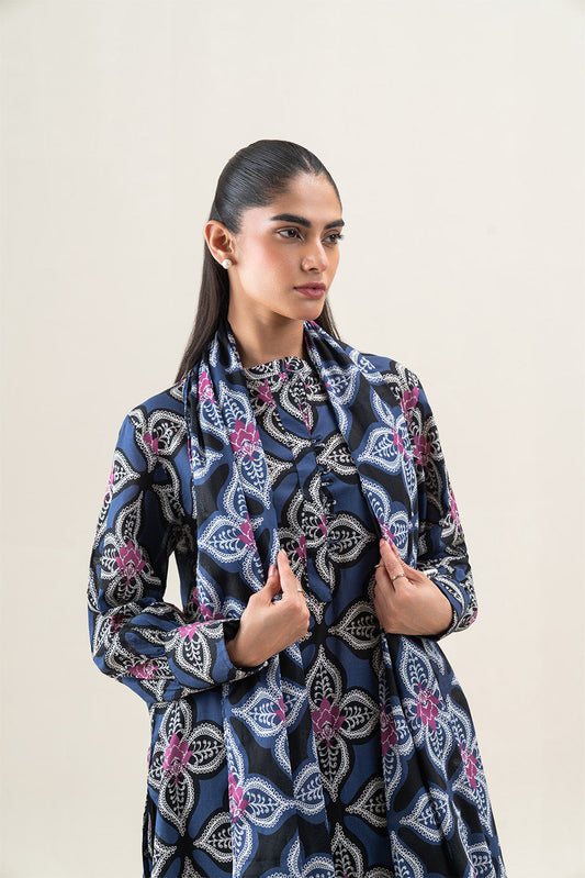 2 PIECE PRINTED LAWN LAWN SUIT-DEEP VIOLET (UNSTITCHED)