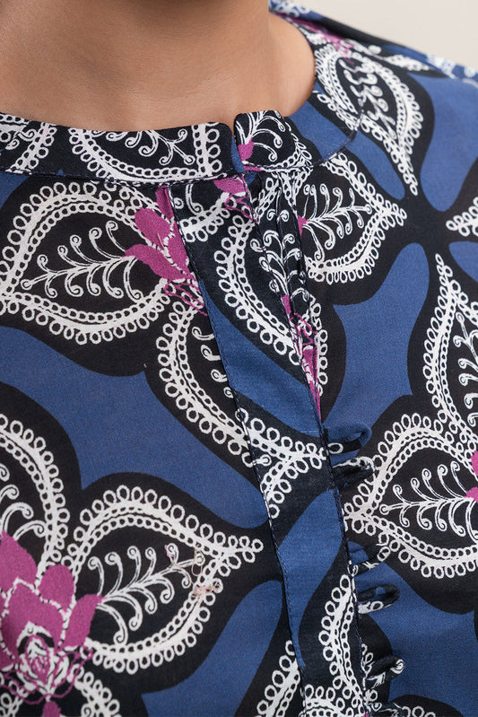 2 PIECE PRINTED LAWN LAWN SUIT-DEEP VIOLET (UNSTITCHED)