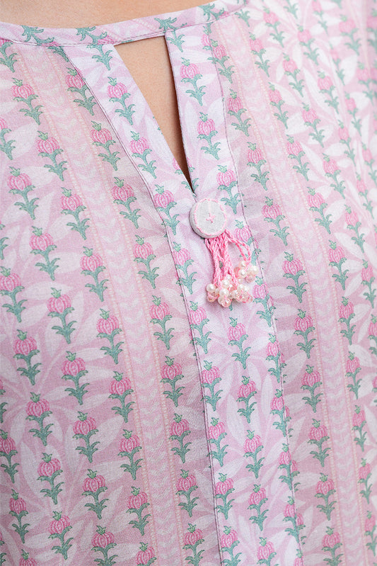 3 PIECE PRINTED LAWN SUIT-PEACH BLUSH (UNSTITCHED)