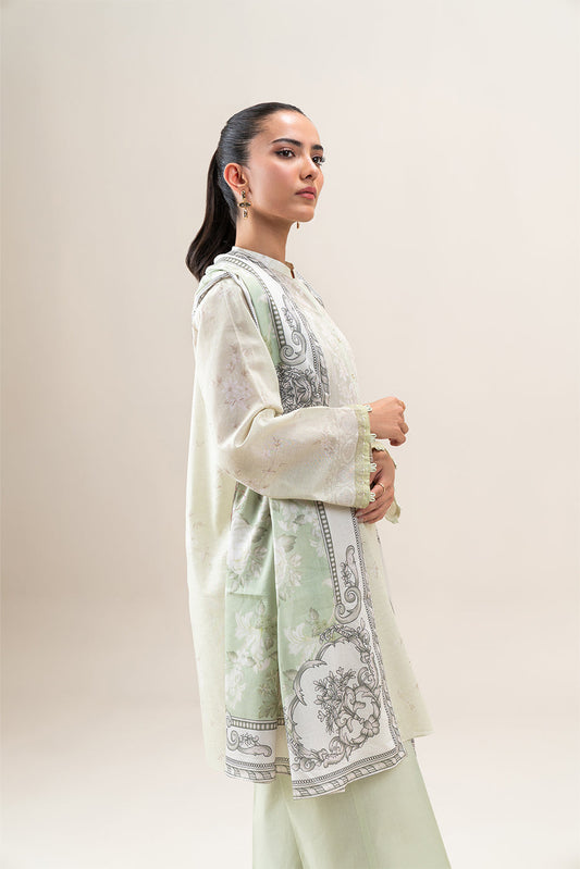 3 PIECE PRINTED LAWN SUIT-PISTACHIO FLORA (UNSTITCHED)