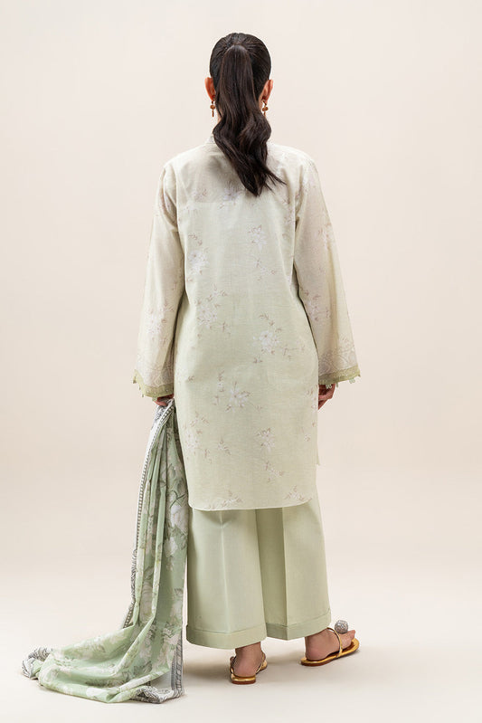 3 PIECE PRINTED LAWN SUIT-PISTACHIO FLORA (UNSTITCHED)