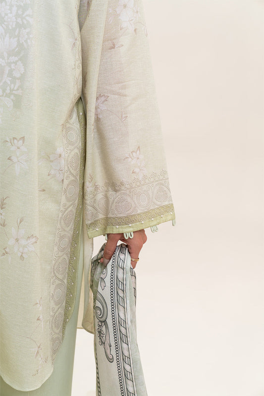 3 PIECE PRINTED LAWN SUIT-PISTACHIO FLORA (UNSTITCHED)