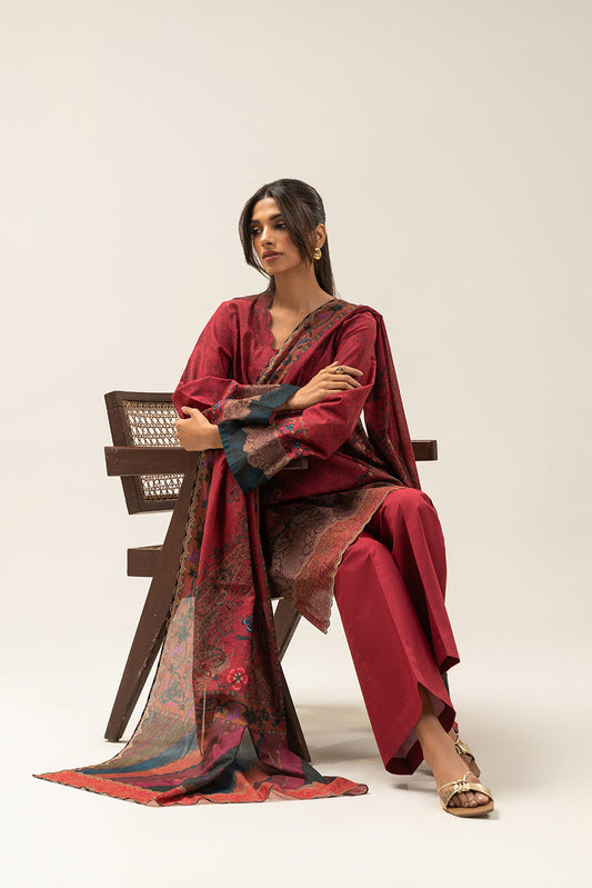 3 PIECE PRINTED LAWN SUIT-ETHNIC PAISLY (UNSTITCHED)