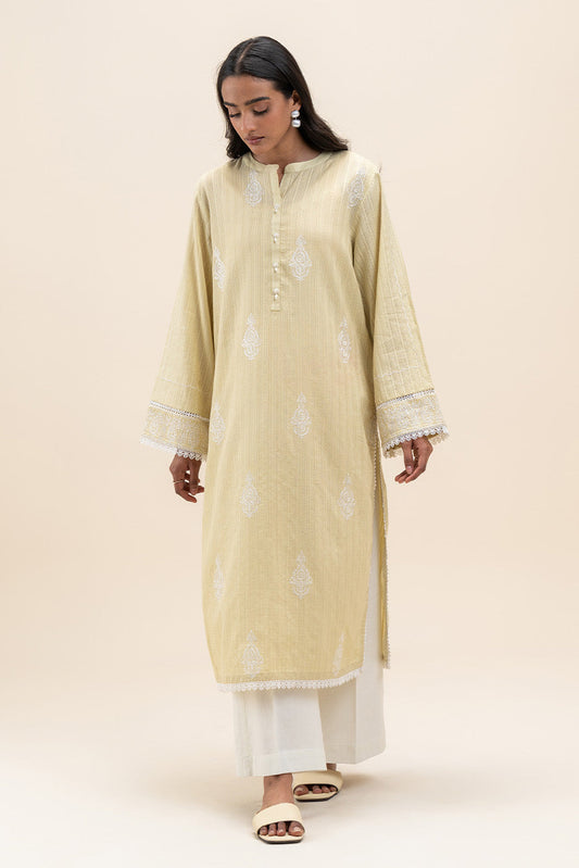 1 PIECE EMBROIDERED LENO KARRA SHIRT-LIME GLAM (UNSTITCHED)