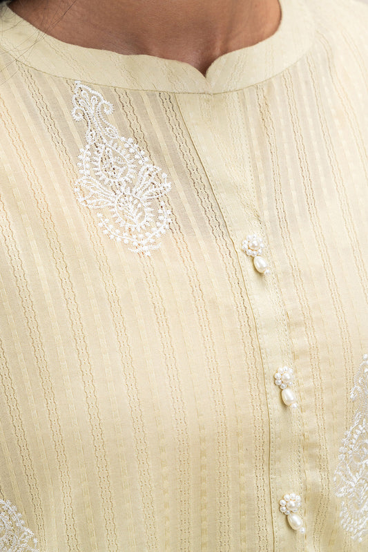 1 PIECE EMBROIDERED LENO KARRA SHIRT-LIME GLAM (UNSTITCHED)