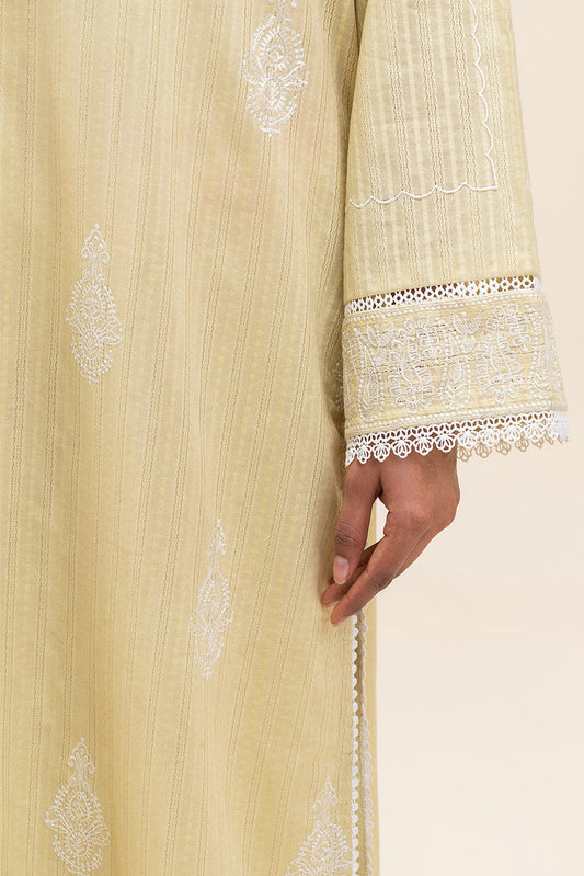 1 PIECE EMBROIDERED LENO KARRA SHIRT-LIME GLAM (UNSTITCHED)