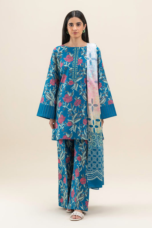 3 PIECE PRINTED LAWN SUIT-FLORAL WEAVE (UNSTITCHED)