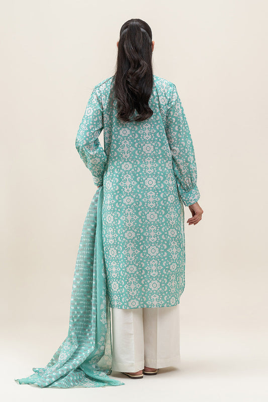 2 PIECE PRINTED LAWN LAWN SUIT-TIFFANY BLUE (UNSTITCHED)