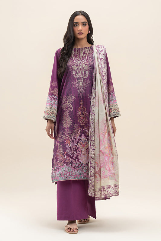 3 PIECE PRINTED LAWN SUIT-ROSEATE GARDEN (UNSTITCHED)