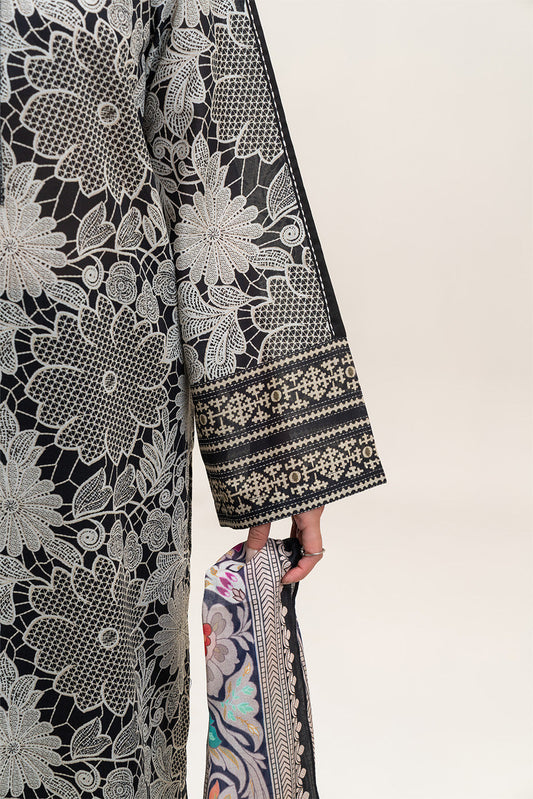 3 PIECE PRINTED LAWN SUIT-MONOCHROMATIC GRACE (UNSTITCHED)