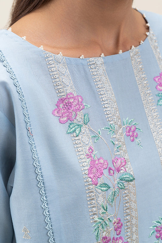3 PIECE EMBROIDERED LAWN SUIT-CAROLINA BLUE (UNSTITCHED)