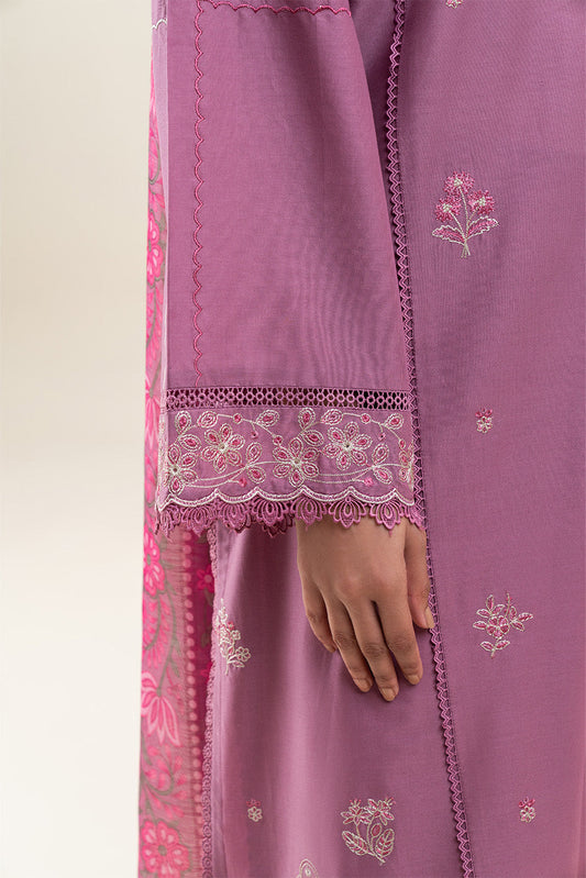 3 PIECE EMBROIDERED LAWN SUIT-MYSTIC ORCHID (UNSTITCHED)