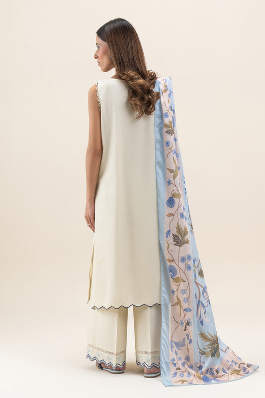 3 PIECE EMBROIDERED LAWN SUIT-PORCELAIN MAZE (UNSTITCHED)