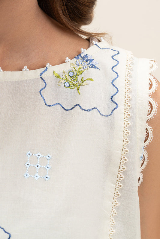3 PIECE EMBROIDERED LAWN SUIT-PORCELAIN MAZE (UNSTITCHED)
