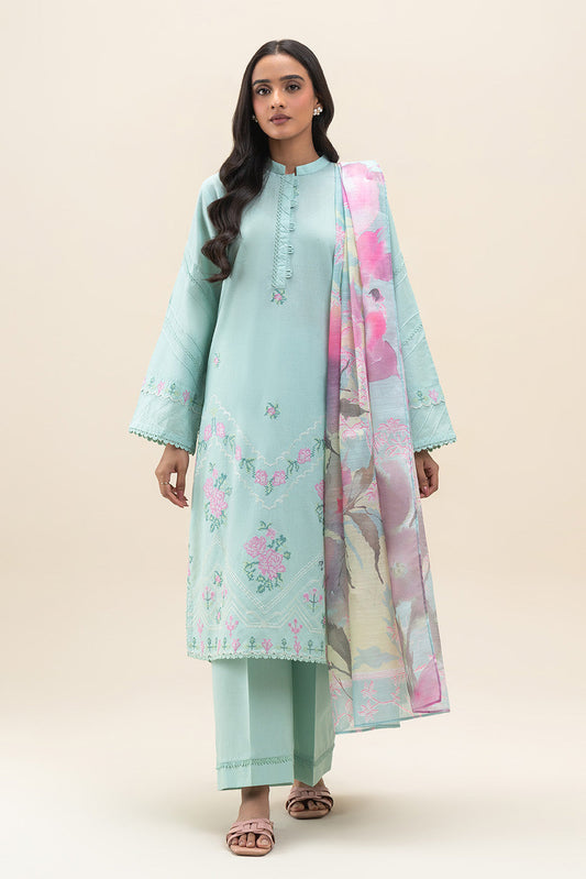 3 PIECE EMBROIDERED LAWN SUIT-ICY OASIS (UNSTITCHED)