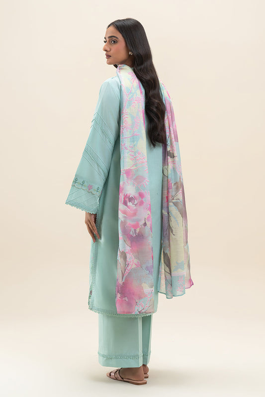 3 PIECE EMBROIDERED LAWN SUIT-ICY OASIS (UNSTITCHED)