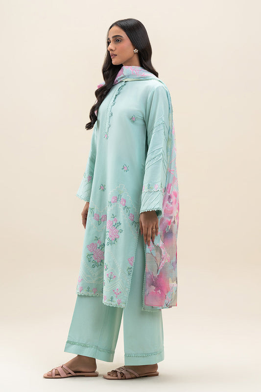 3 PIECE EMBROIDERED LAWN SUIT-ICY OASIS (UNSTITCHED)