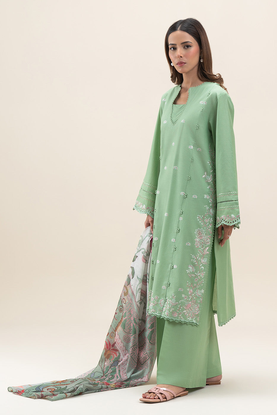 3 PIECE EMBROIDERED LAWN SUIT-FERN BLOOM (UNSTITCHED)