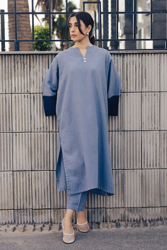 2 PIECE EMBROIDERED TWILL SUIT (PRET)