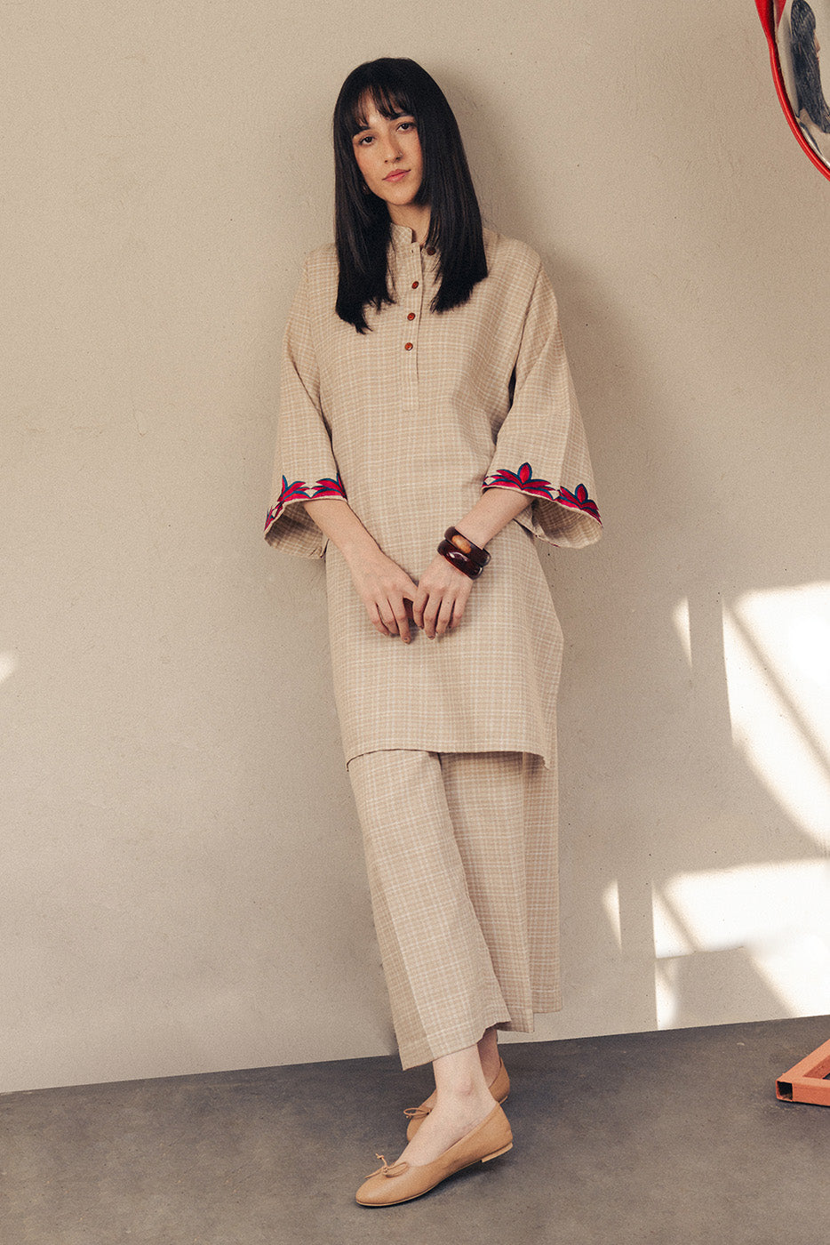 2 PIECE EMBROIDERED DOBBY SUIT (PRET)