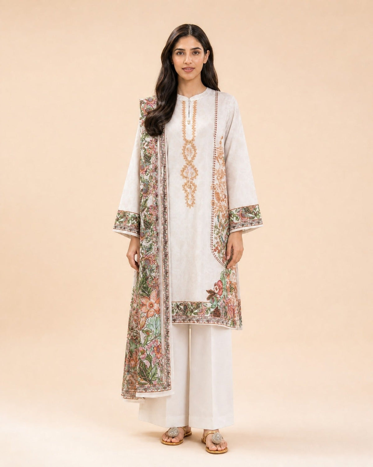3 PIECE PRINT LAWN SUIT-PARTERRE YARD (UNSTITCHED)