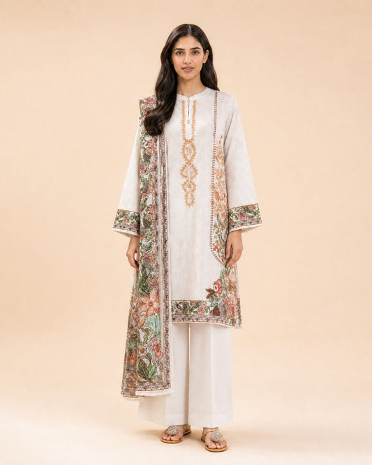 3 PIECE PRINT LAWN SUIT-PARTERRE YARD (UNSTITCHED)