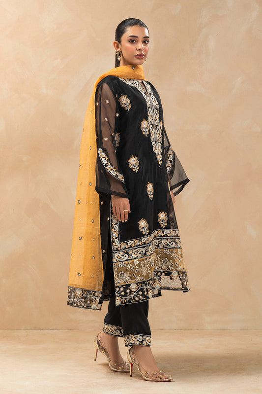 3 PIECE EMBROIDERED ORGANZA SUIT (LUXURY-PRET)