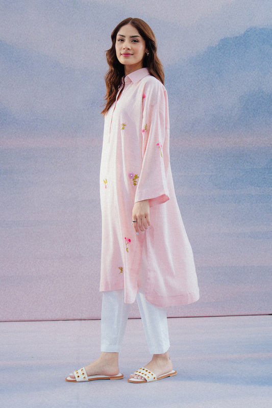 HAND EMBROIDERED YARN DYED SHIRT (PRET)