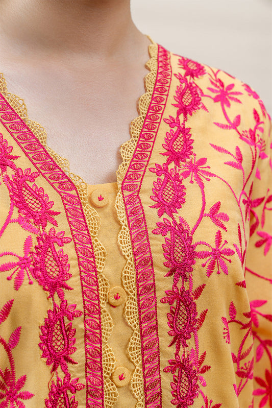 3 PIECE EMBROIDERED PAPER COTTON SUIT (PRET)