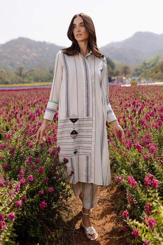 2 PIECE EMBROIDERED DOBBY SUIT (PRET)