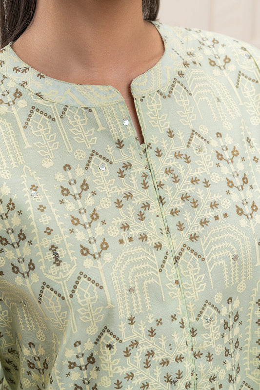 2 PIECE  EMBROIDERED PAPER COTTON SUIT (PRET)