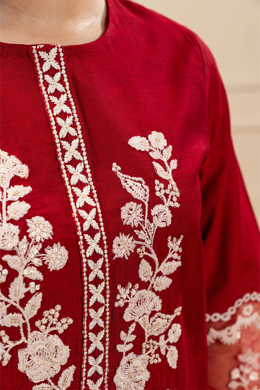 3 PIECE EMBROIDERED TWO TONE SUIT (PRET)