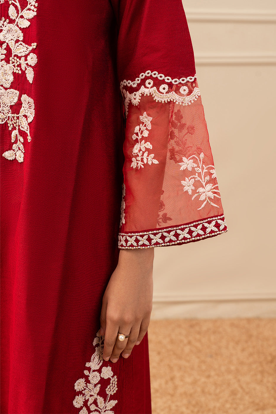 3 PIECE EMBROIDERED TWO TONE SUIT (PRET)