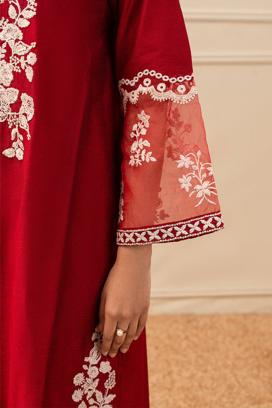 3 PIECE EMBROIDERED TWO TONE SUIT (PRET)