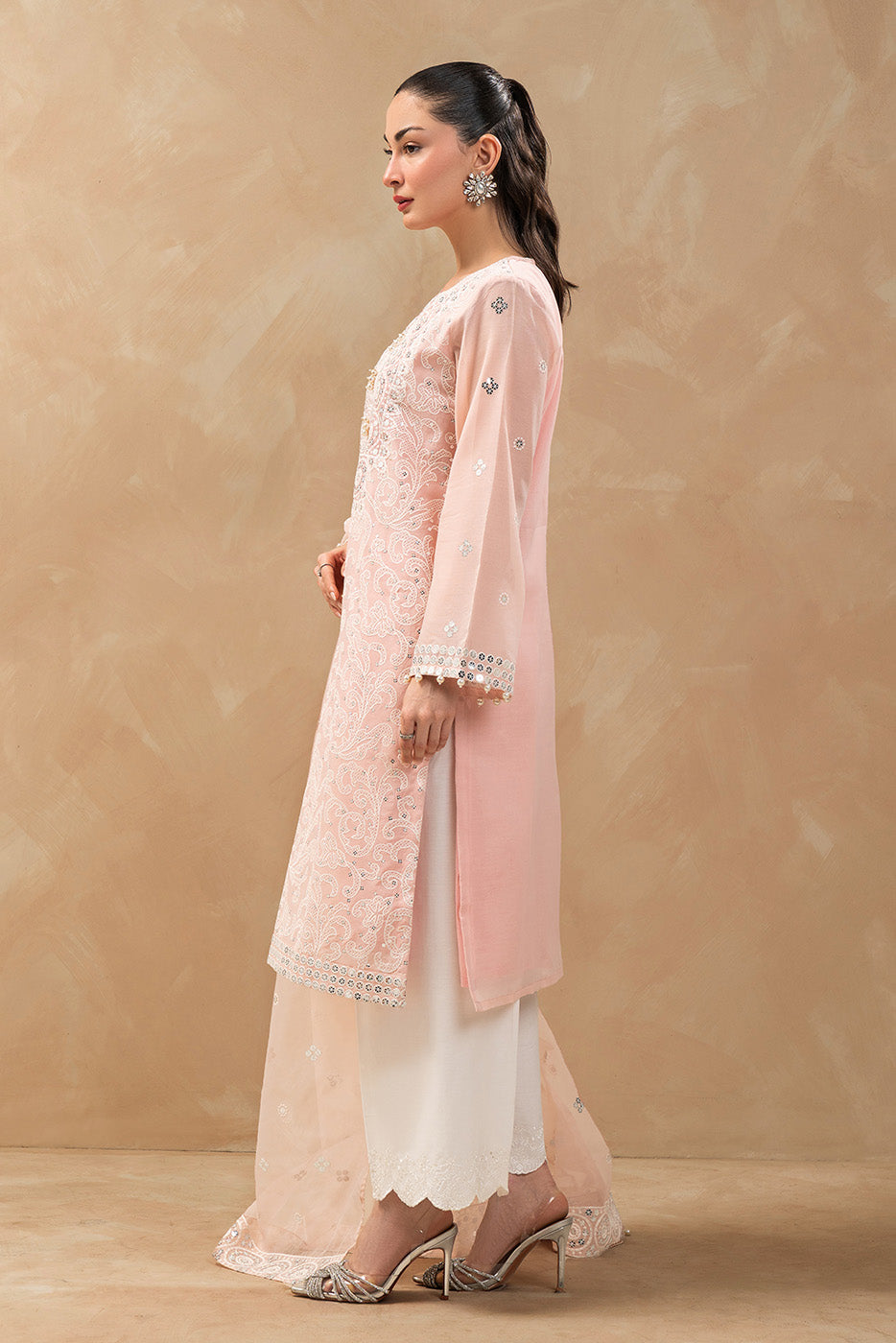 2 PIECE EMBROIDERED PAPER COTTON SUIT (LUXURY-PRET)