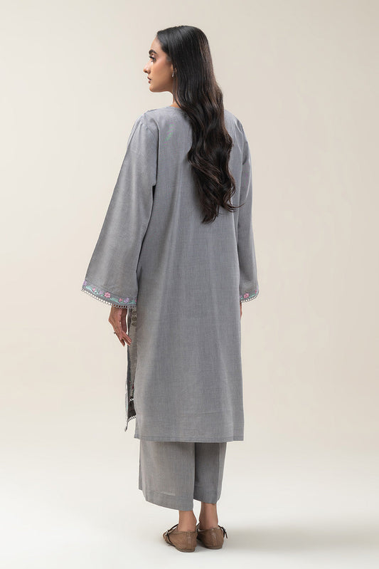 2 PIECE EMBROIDERED CHAMBRAY SUIT (PRET)
