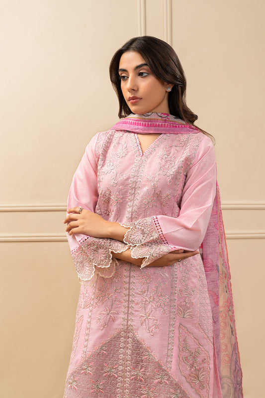 3 PIECE EMBROIDERED SPACE DYED SUIT (PRET)