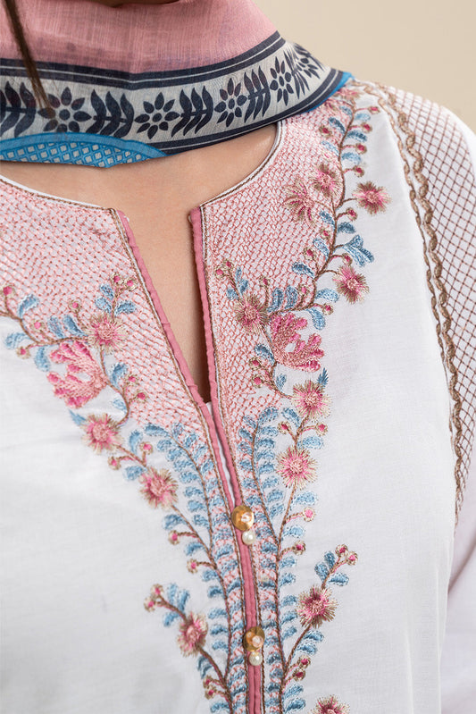 3 PIECE EMBROIDERED COTTON VISCOSE SUIT (PRET)