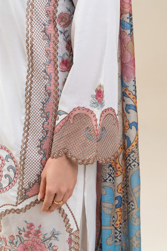 3 PIECE EMBROIDERED COTTON VISCOSE SUIT (PRET)