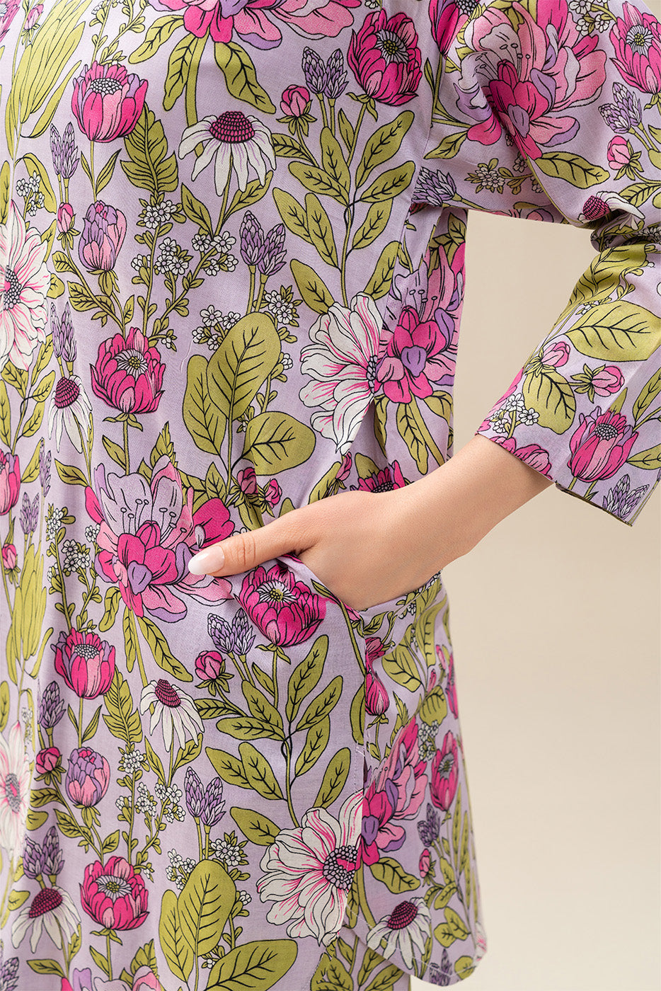 2 PIECE PRINTED COTTON VISCOSE SUIT (PRET)