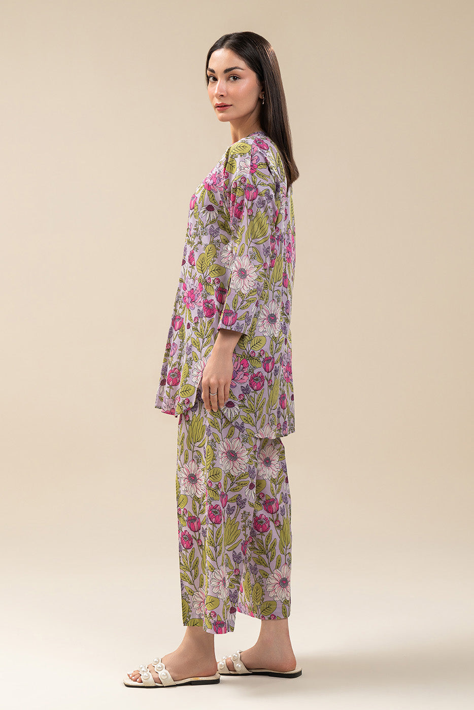 2 PIECE PRINTED COTTON VISCOSE SUIT (PRET)