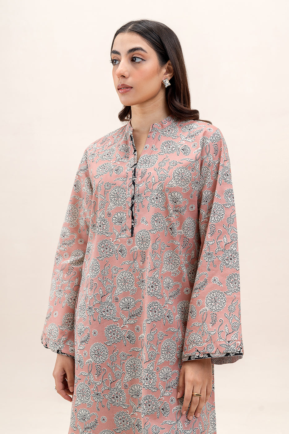 2 PIECE PRINTED LAWN SUIT-ROSY FLORID (UNSTITCHED)