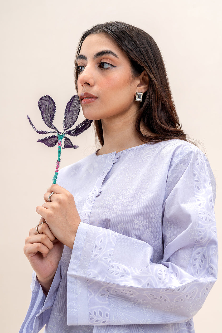 2 PIECE PRINTED LAWN SUIT-LILAC HAZE (UNSTITCHED)