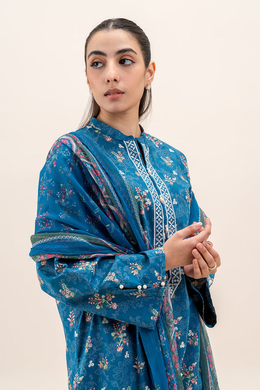 2 PIECE EMBROIDERED LAWN SUIT-COBALT FERN (UNSTITCHED)