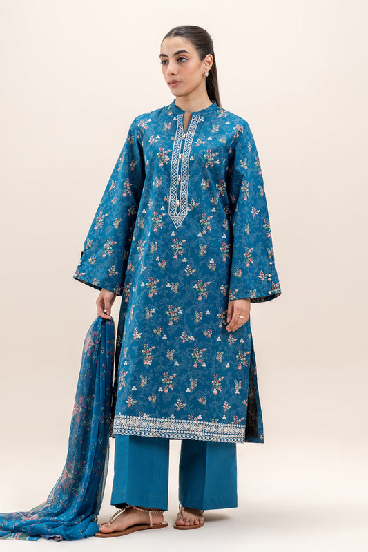 2 PIECE EMBROIDERED LAWN SUIT-COBALT FERN (UNSTITCHED)