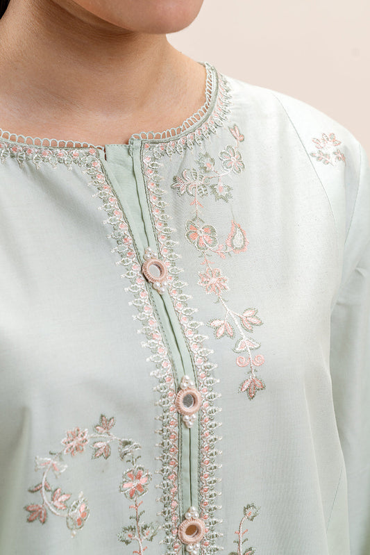 3 PIECE EMBROIDERED LAWN SUIT-MINT MELODY (UNSTITCHED)