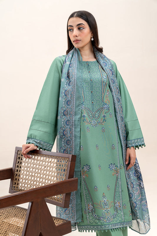 3 PIECE EMBROIDERED LAWN SUIT-SAGE BLOOM (UNSTITCHED)