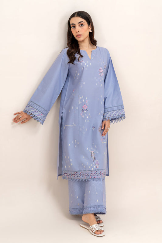 2 PIECE EMBROIDERED LAWN SUIT-LAVENDER GREY (UNSTITCHED)